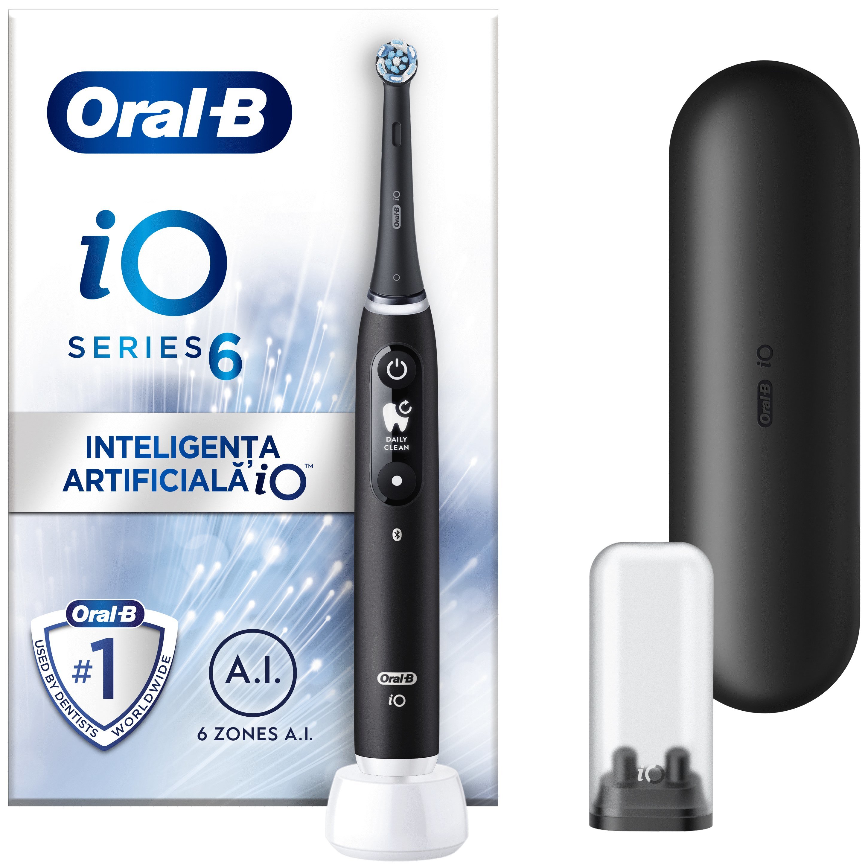 Oral-B iO Series 6 Black Lava Ηλεκτρική Οδοντόβουρτσα Προηγμένης Τεχνολογίας σε Μαύρο Χρώμα 1 Τεμάχιο