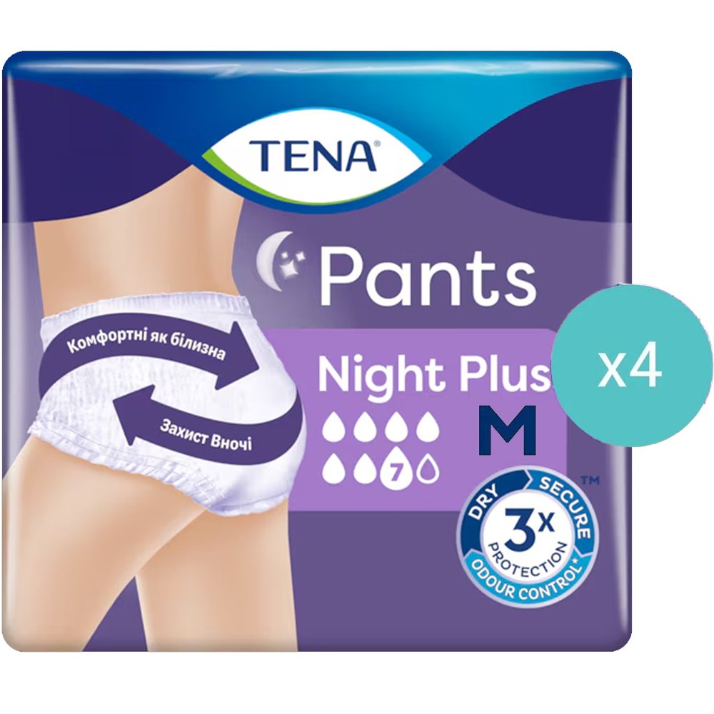 Σετ Tena Pants Plus Night Unisex Απορροφητικά Εσώρουχα για Βαριά Μορφή Ακράτειας 48 Τεμάχια - Medium 80-110cm