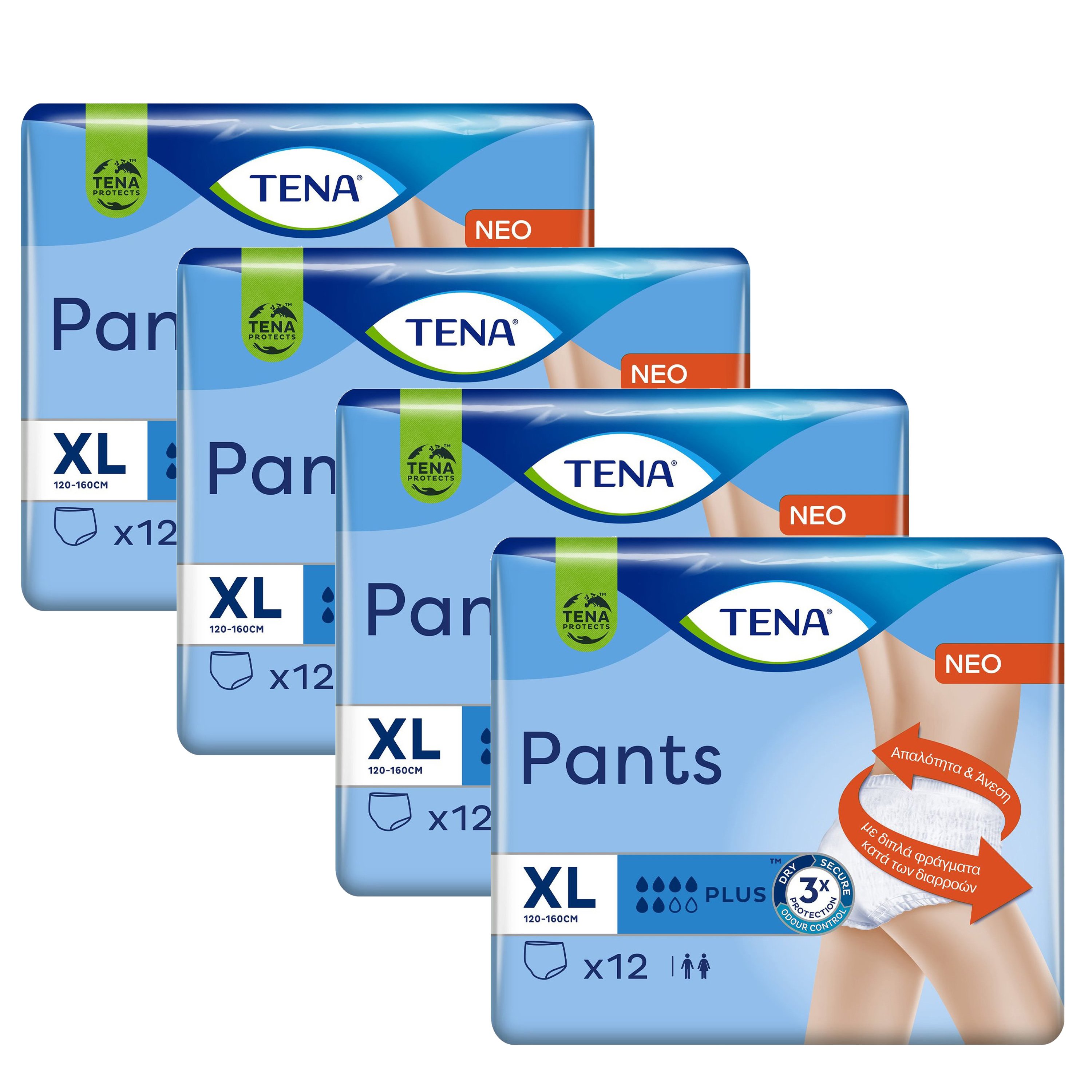 Tena Πακέτο Προσφοράς Pants Plus Unisex Άνετα & Αξιόπιστα Εσώρουχα μιας Χρήσης για Μέτρια προς Βαριά Μορφή Ακράτειας 48 Τεμάχια – XLarge