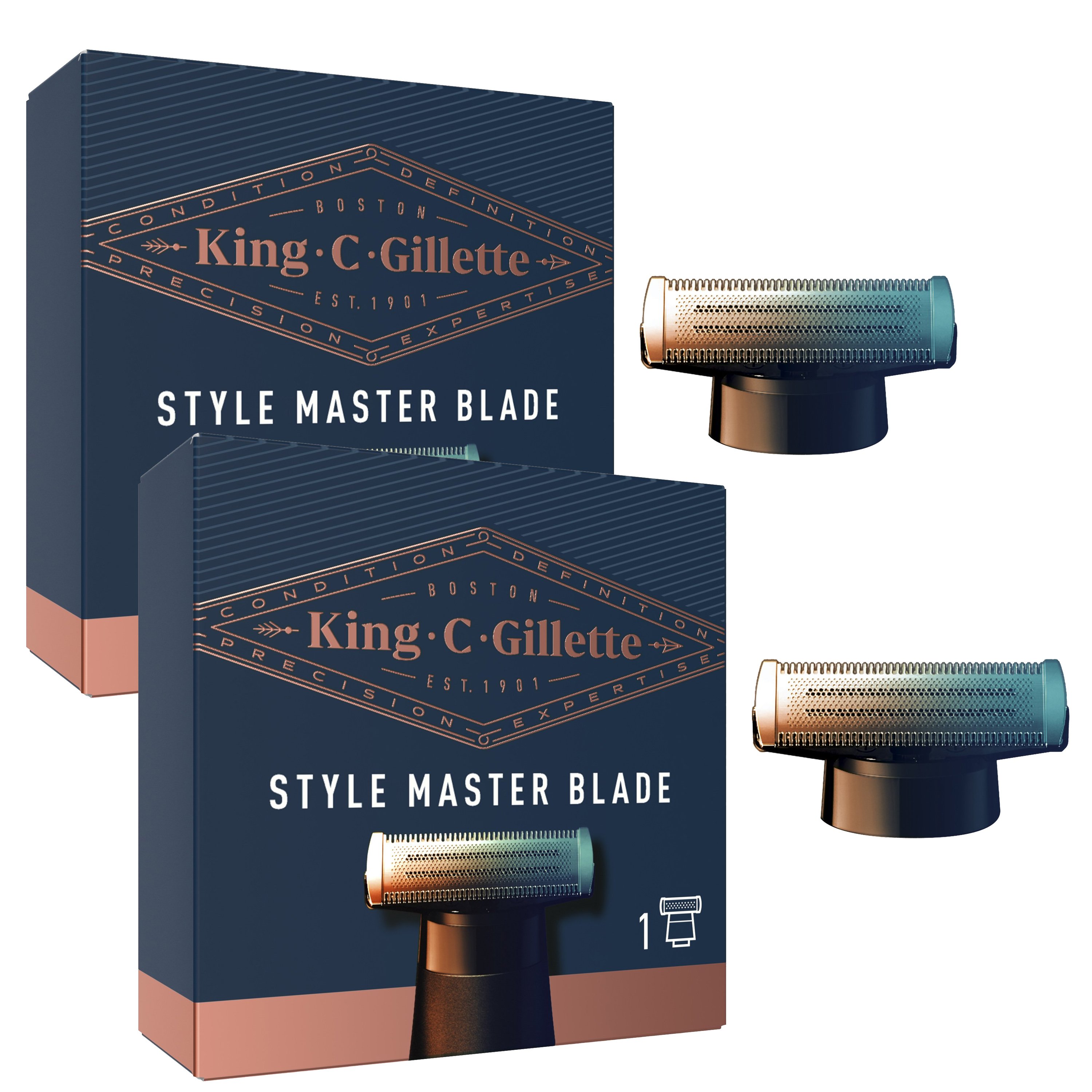 Gillette Πακέτο Προσφοράς King C Style Master Blade with 4-Directional Razor Blade Ανταλλακτική Κεφαλή Μηχανής Ξυρίσματος για Γένια 2 Τεμάχια