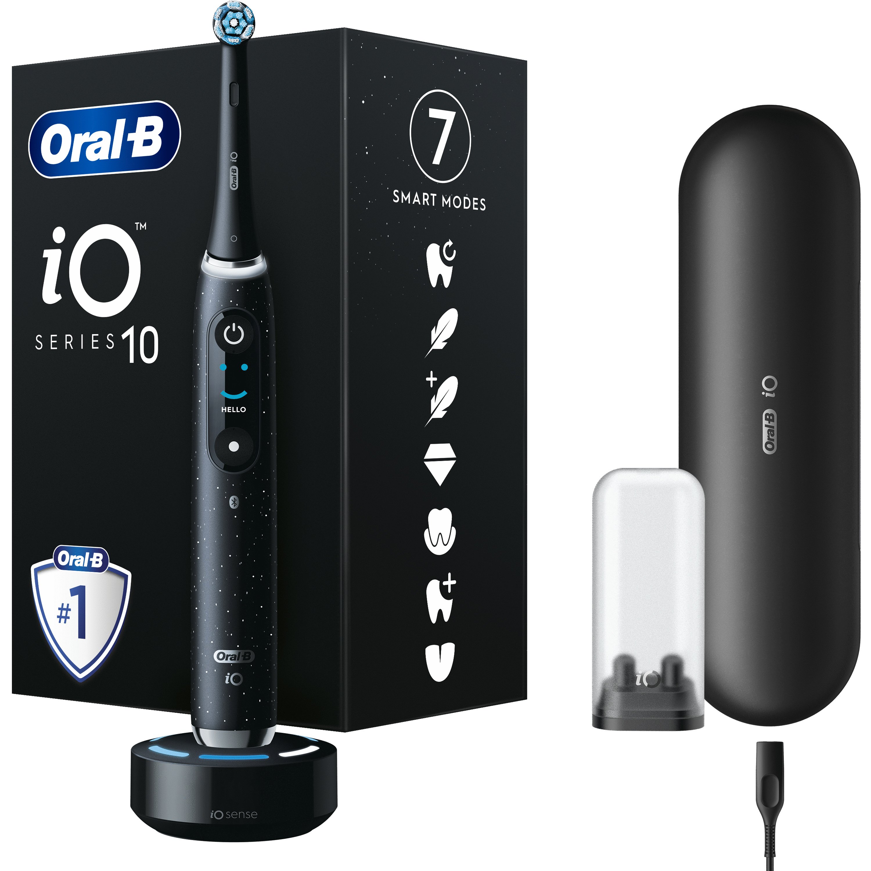 Oral-B iO Series 10 Electric Toothbrush Magnetic Cosmic Black Ηλεκτρική Οδοντόβουρτσα Προηγμένης Τεχνολογίας σε Μαύρο Χρώμα 1 Τεμάχιο