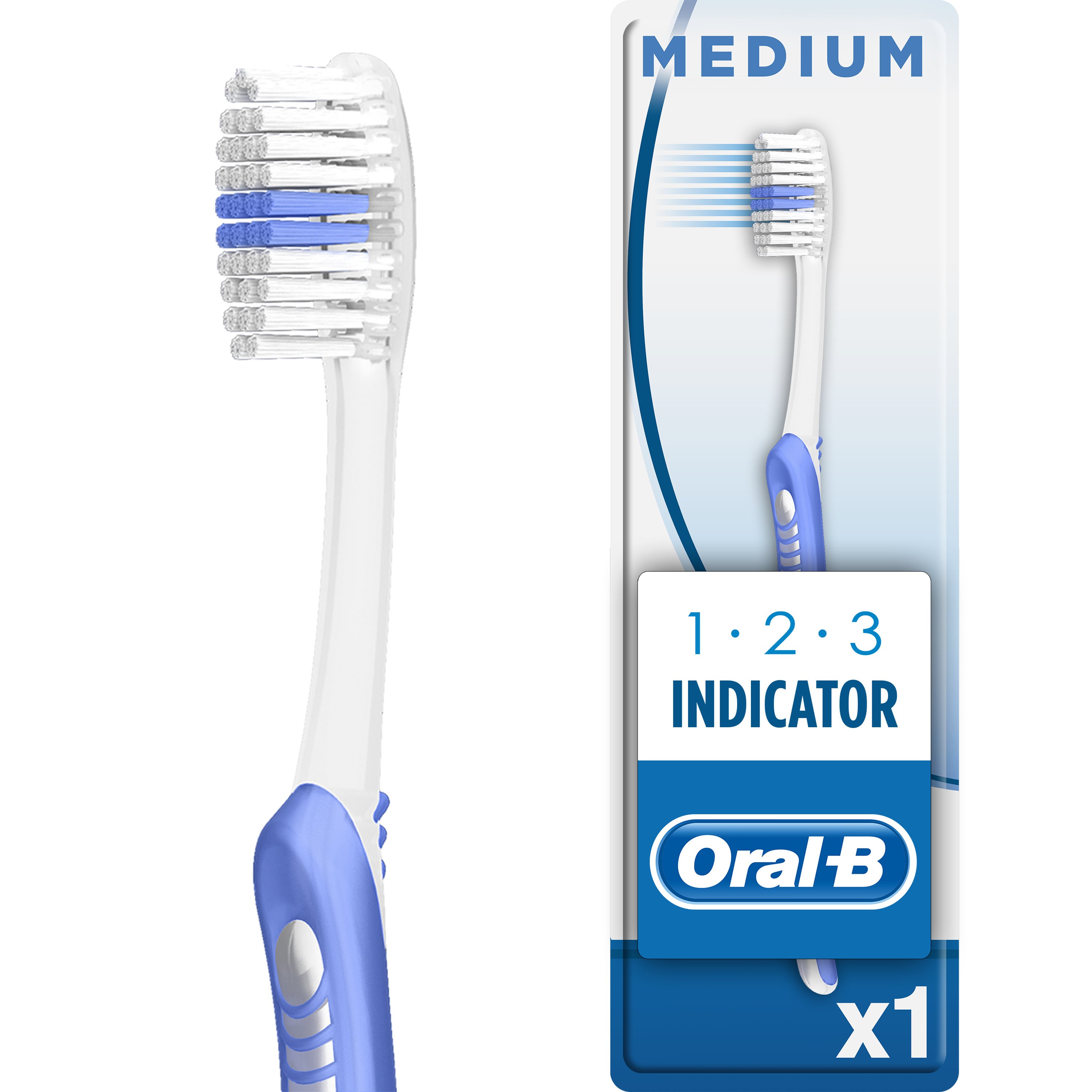 Oral-B 123 Indicator Medium Toothbrush 40mm Χειροκίνητη Οδοντόβουρτσα, Μέτρια 1 Τεμάχιο – Μωβ