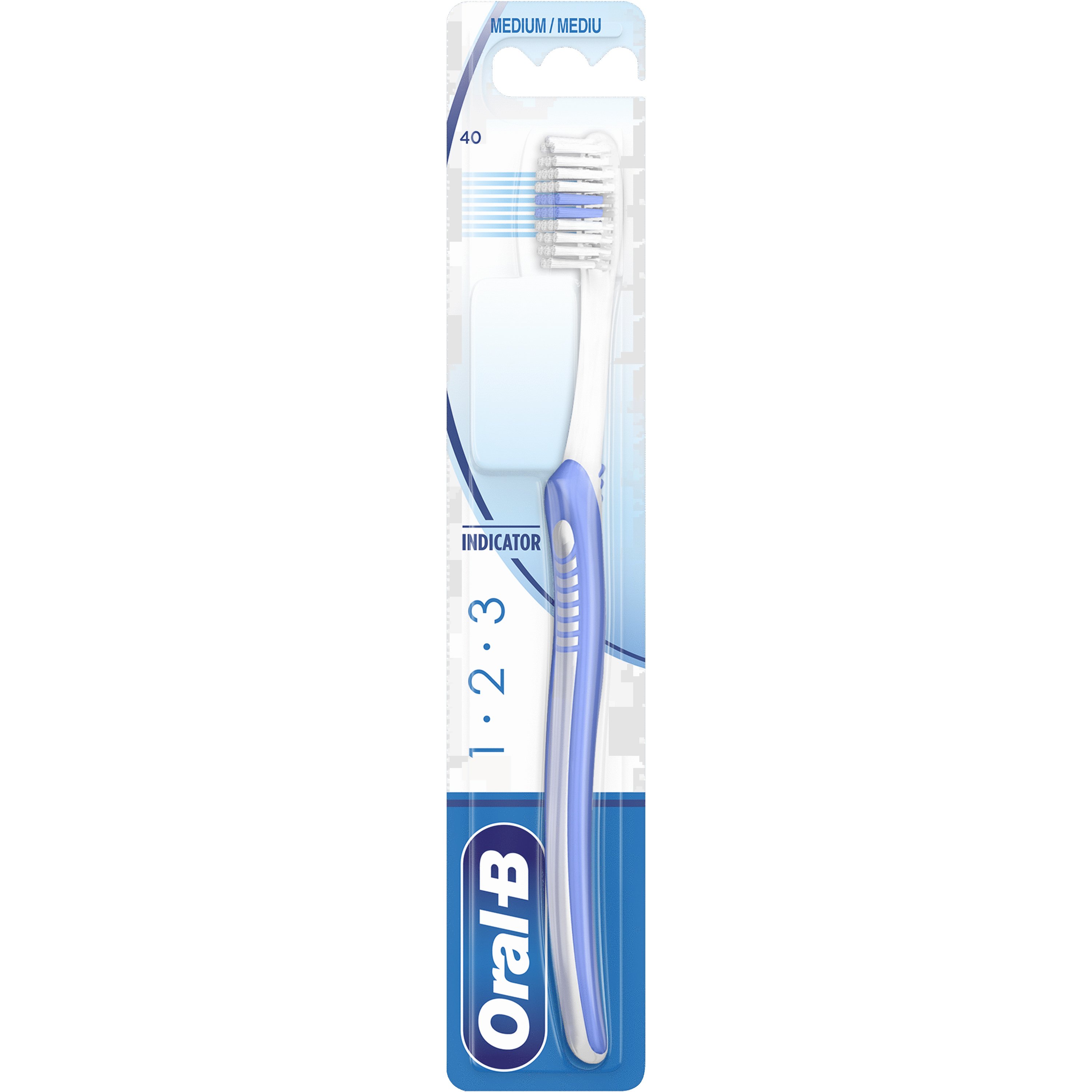 Oral-B 123 Indicator Medium Toothbrush 40mm Χειροκίνητη Οδοντόβουρτσα, Μέτρια 1 Τεμάχιο – Λιλά