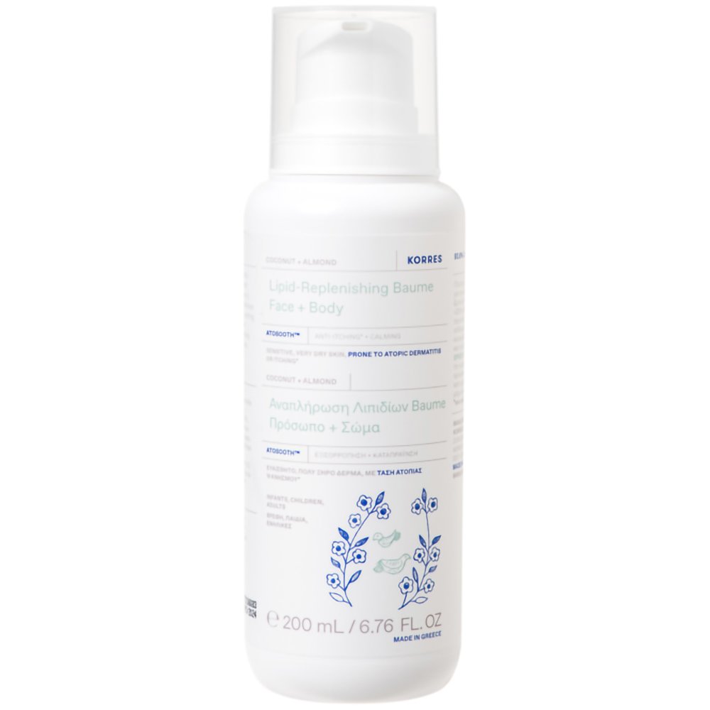 Korres Coconut & Almond Lipid Replenishing Face & Body Baume Κρεμώδες Βάλσαμο Προσώπου Σώματος για Ευαίσθητες, Πολύ Ξηρές Επιδερμίδες με Τάση Ατοπίας 200ml