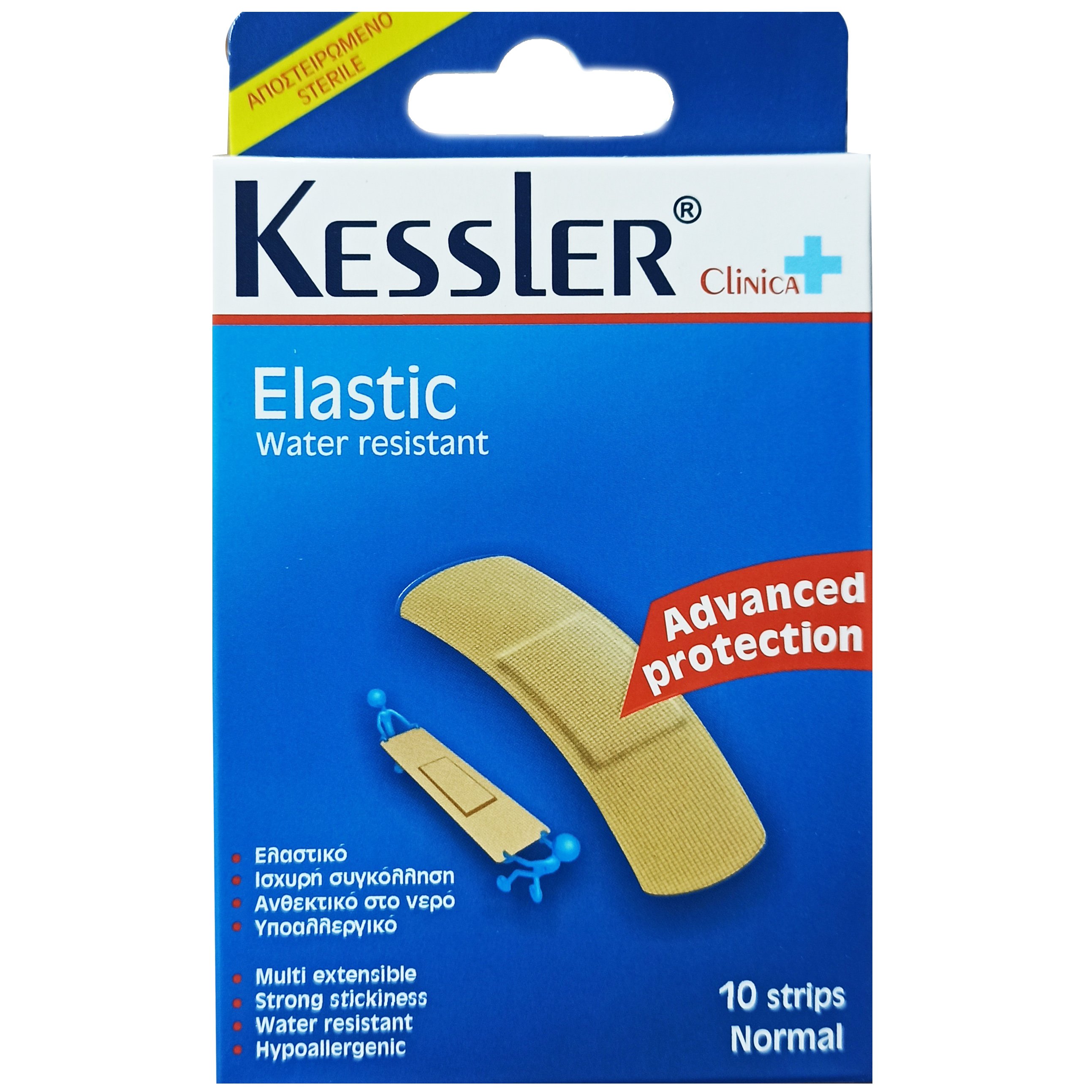 Kessler Elastic Water Resistant Αδιάβροχο, Αυτοκόλλητο Επίθεμα για Μικροτραυματισμούς Normal 19x72mm Μπεζ 10 Τεμάχια