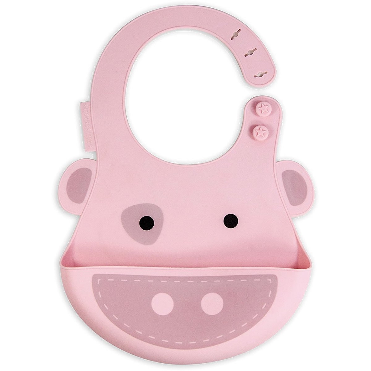 Marcus & Marcus Baby Bib Pig Silicone Σαλιάρα Σιλικόνης FDA με Χούφτα, με Ρυθμιζόμενο Ύψος, Γουρουνάκι Χρώμα Ροζ