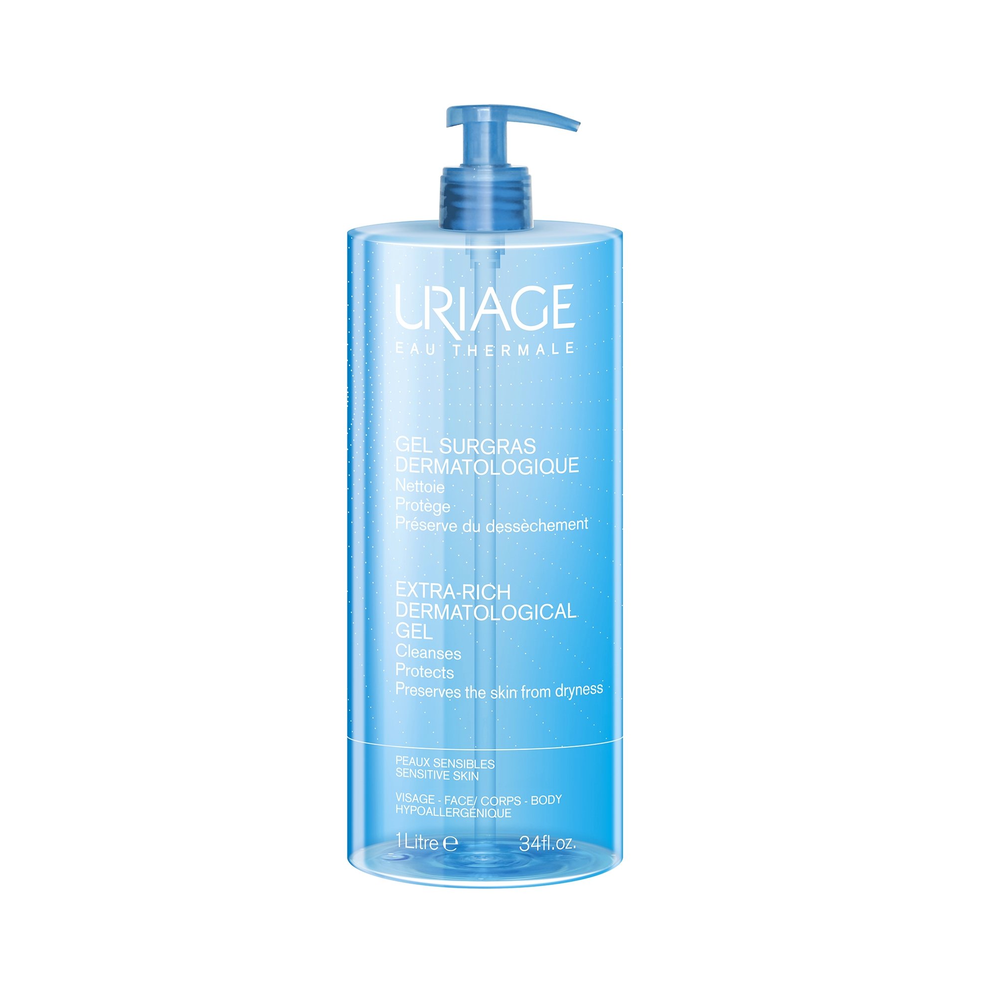 Uriage Eau Thermale Extra Rich Dermatological Gel Καθαρίζει και Προσφέρει Αίσθηση Άνεσης 1lt