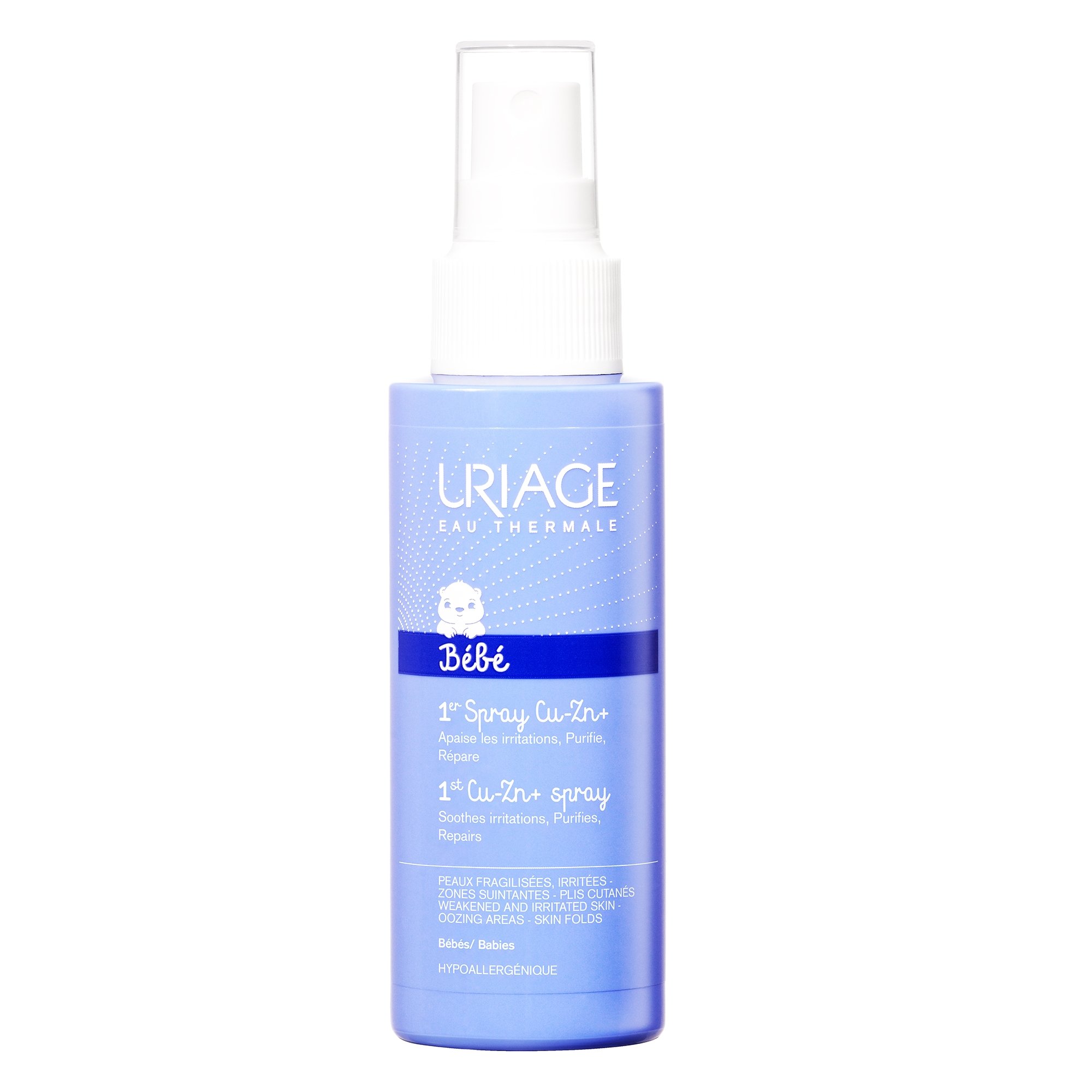 Uriage Eau Thermale Bebe 1st Cu-Zn+ Spray Υψηλής Ανοχής Είναι Κατάλληλο για Χρήση σε Νωπές και Ερεθισμένες Περιοχές 100ml