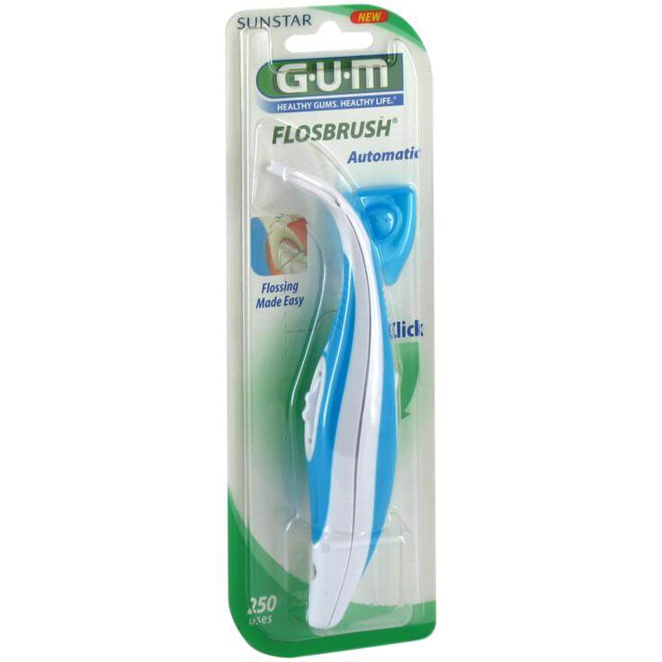 Gum Flosbrush Automatic Κερωμένο Οδοντικό Νήμα 250 Χρήσεις (847) Γαλάζιο, 1 Τεμάχιο