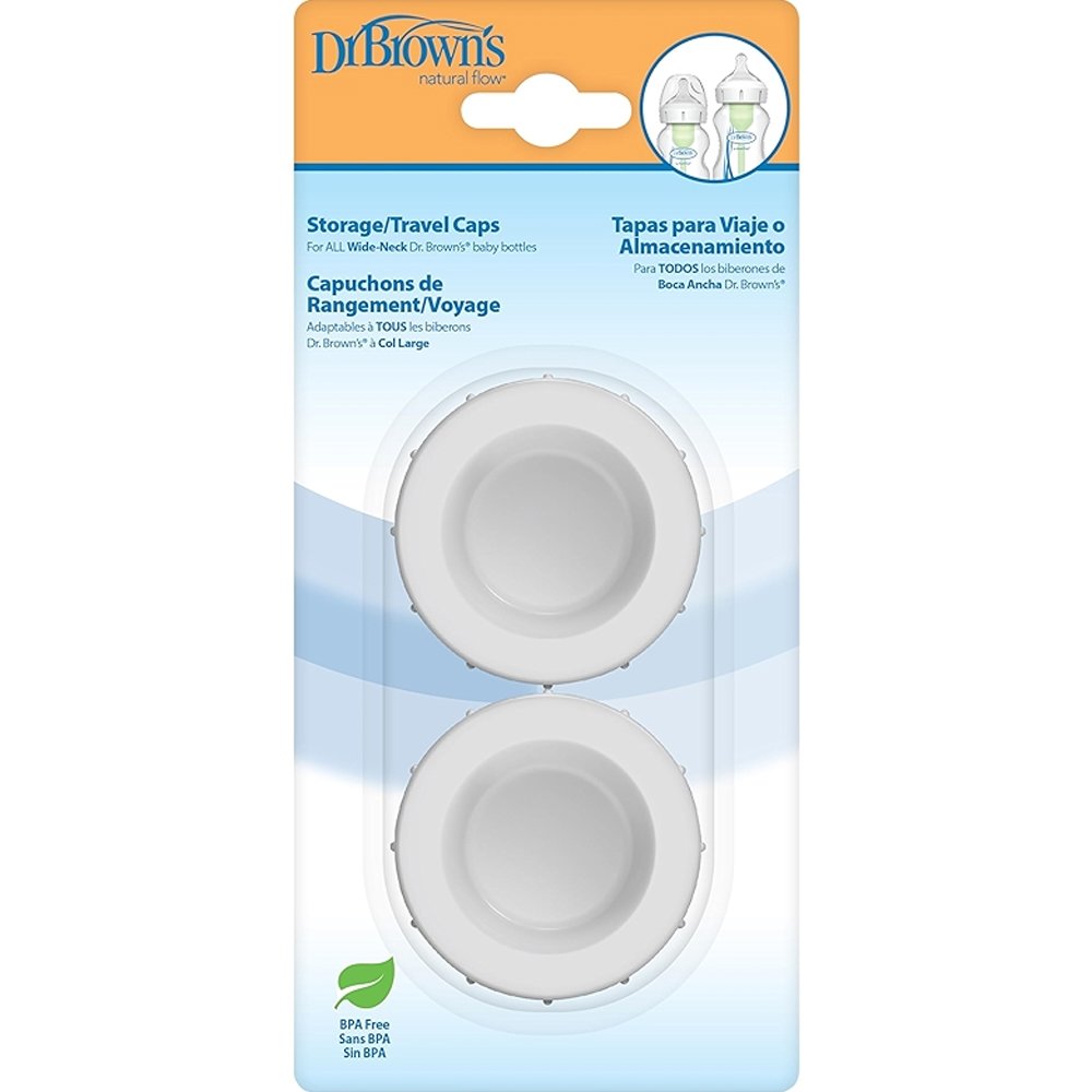 Dr. Brown's Storage Travel Caps Κωδ 680 Καπάκι Ταξιδιού για Μπιμπερό με Φαρδύ Λαιμό Ιδανική Λύση για Απόλυτη Ασφάλεια σε Μετακινήσεις, Ταξίδια & Σωστή Αποθήκευση Ακόμη & του Μητρικού Γάλακτος 2 Τεμάχια