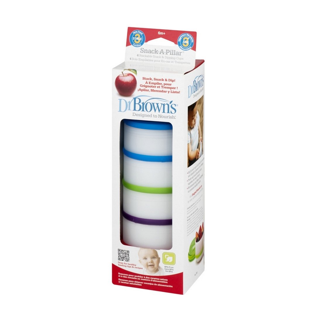 Dr Brown’s Snack-A-Pillar 765 Κυπελλάκια Αποθήκευσης Φαγητού από 6 Μηνών 4 Τεμάχια
