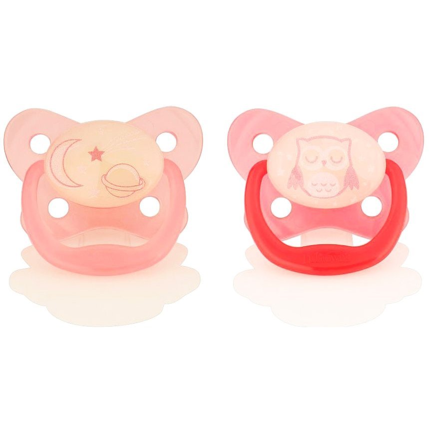 Dr Brown’s Pacifiers Night Time Glows in the Dark 6-18m Πιπίλες Σιλικόνης Ροζ 2 τεμάχια