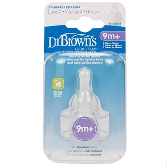 Dr. Brown’s Natural Flow 9m+ Θηλή Σιλικόνης για Στενό Μπουκάλι με Γρήγορη Ροή Κωδ 313-GB 2 Τεμάχια