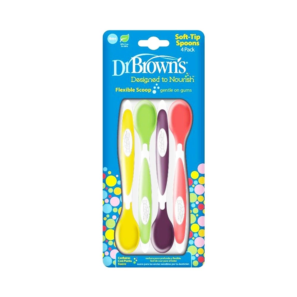 Dr.Brown Dr Brown’s Soft - Tip Spoons Flexible Scoop Designed to Nourish Μαλακά Κουταλάκια Ταίσματος 4m+ 4τμχ