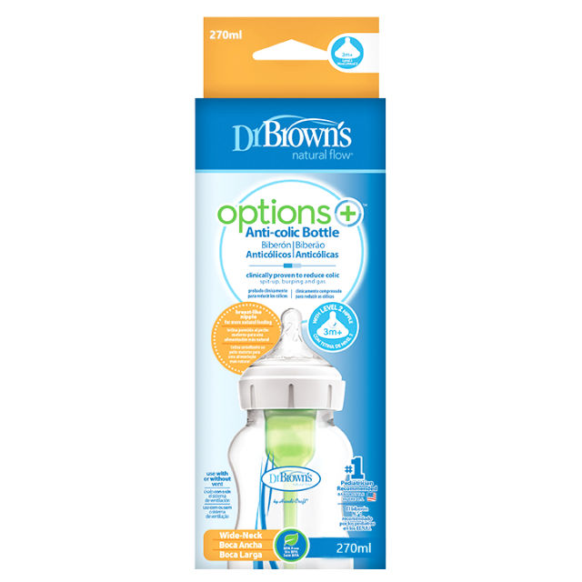 Dr Brown’s Μπιμπερό Πλαστικό Options Κατά Των Κολικών 270ml 1 τεμάχιο WB91600