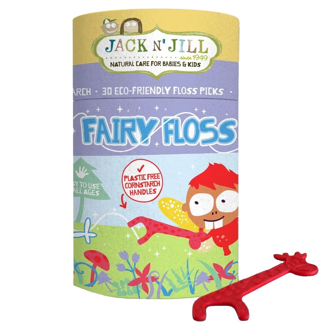 Jack n’ Jill Kids Fairy Floss Οδοντικό Νήμα με Λαβή από Άμυλο Καλαμποκιού & Χρωματιστές Φιγούρες Zώων για Παιδιά από 3 Ετών 30 Τεμάχια