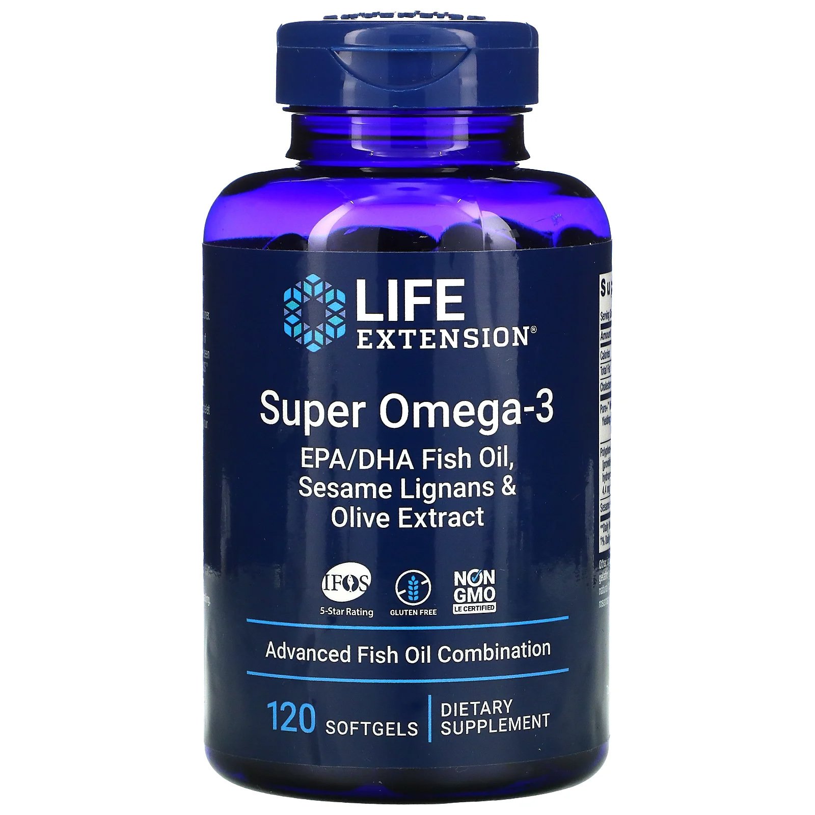 Life Extension Super Omega-3 EPA/DHA With Sesame Lignans & Olive Fruit Extract 120softgels