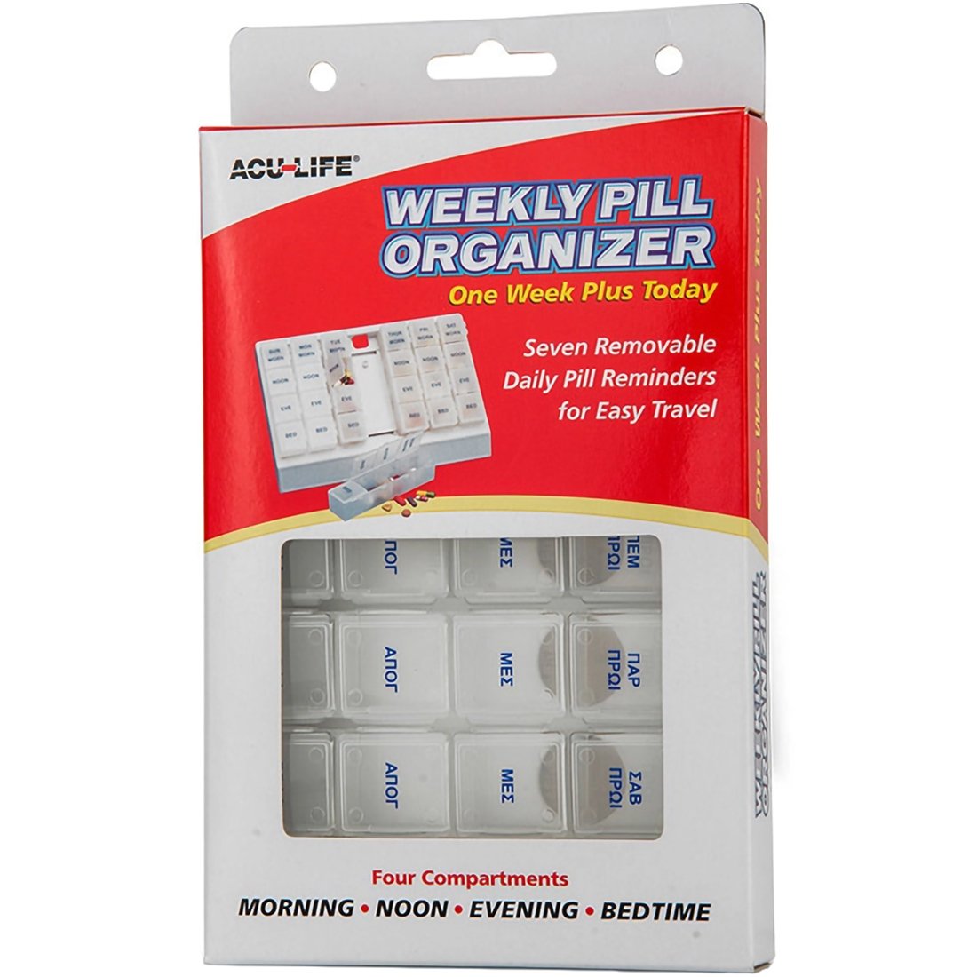Acu-Life Acu-Life Weekly Pill Organizer 128SPW Εβδομαδιαία Θήκη Χαπιών με 4 Θέσεις σε Διάφανο Χρώμα 1 Τεμάχιο