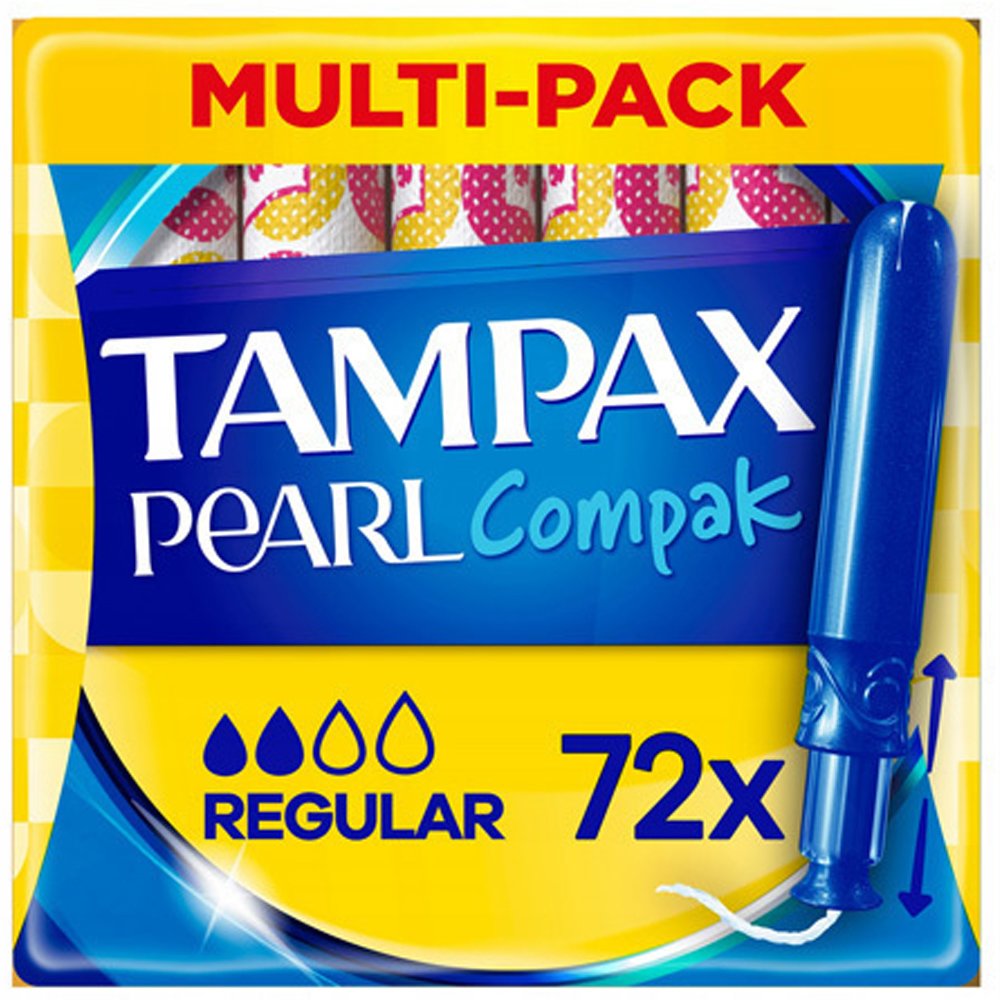 Tampax Promo Multi-Pack Compak Pearl Regular 72 Τεμάχια,Ταμπόν με Απλικατέρ για Μικρή έως Μέτρια Ροή