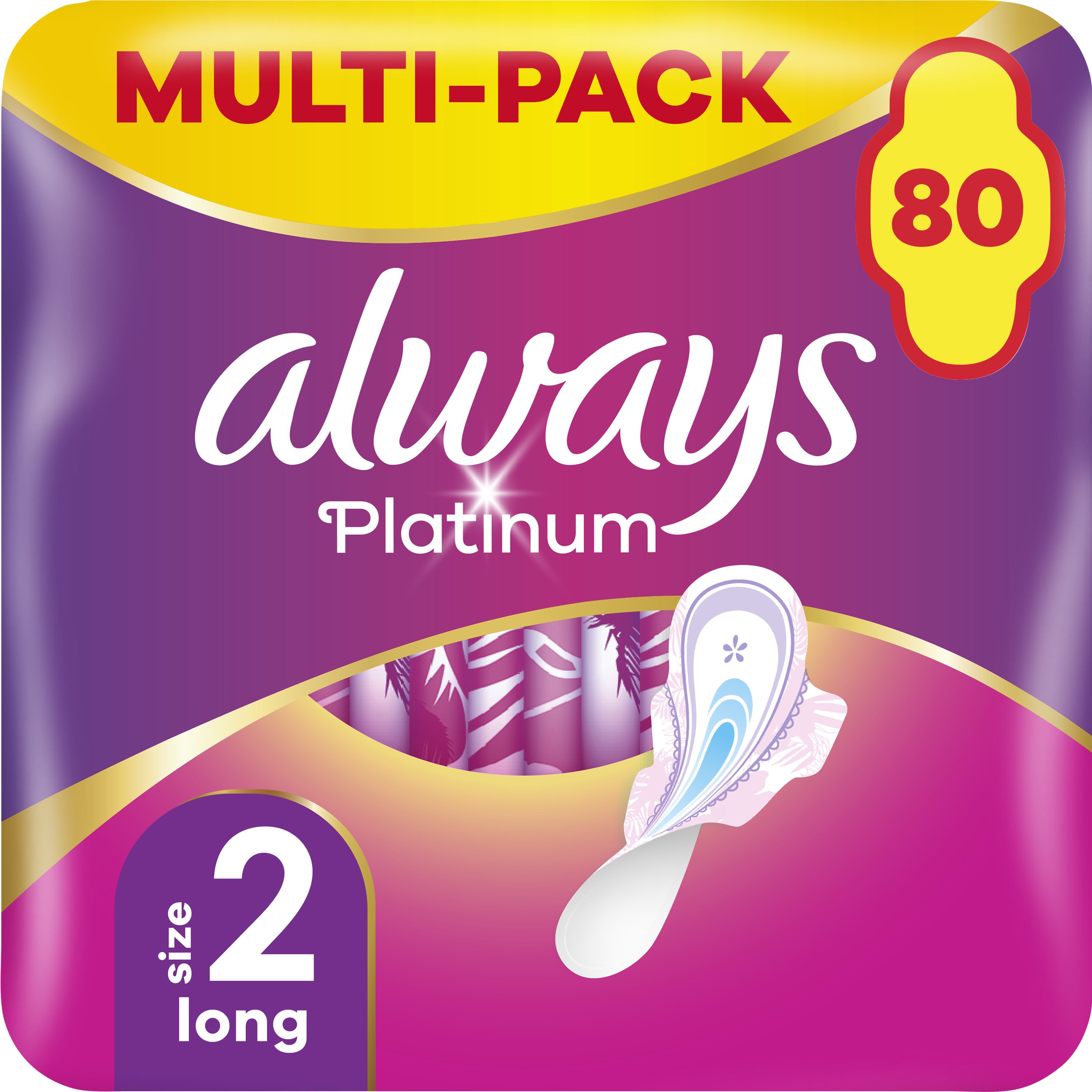Always Promo Multi-Pack Platinum Sanitary Towels with Comfort Lock Wings Size 2 Σερβιέτες Μεγάλου Μεγέθους με Φτερά για Άνεση & Προστασία 80 Τεμάχια