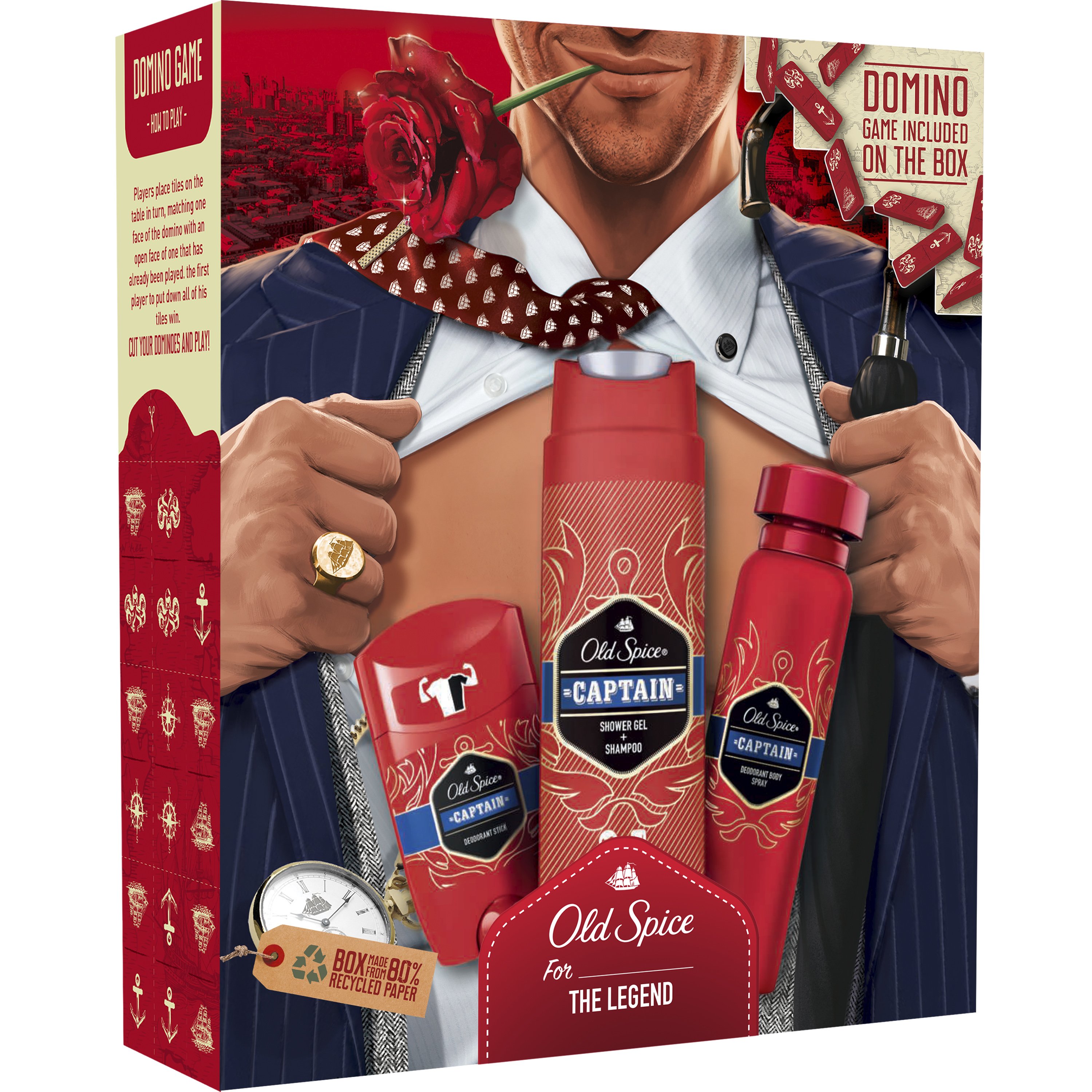 Old Spice Promo Set Captain Deodorant Stick 50ml, Shower Gel & Shampoo 250ml, Deodorant Spray 150ml & Παιχνίδι Domino