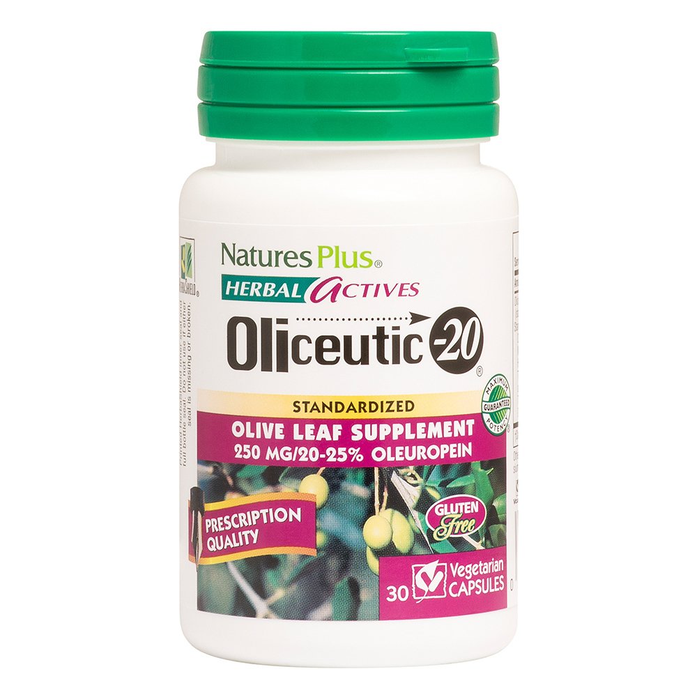 Natures Plus Herbal Actives Oliceutic 20 Συμπλήρωμα Διατροφής Εκχύλισμα Φύλλων Ελιάς 250 mg 30caps