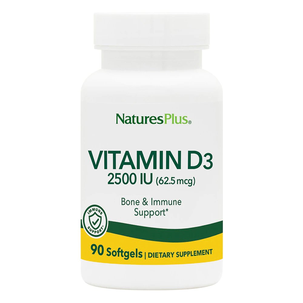 Natures Plus Vitamin D-3 2500iu Καλή Λειτουργία του Νευρικού Συστήματος 90caps