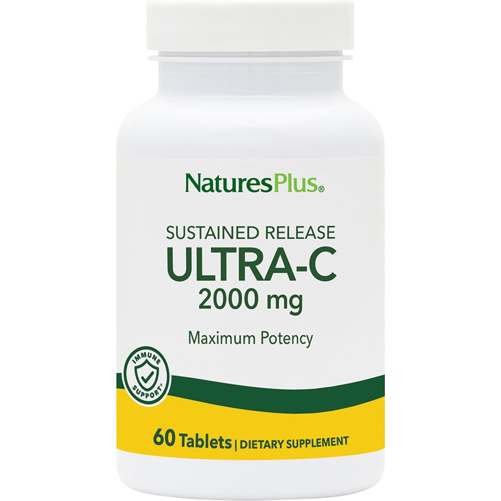Natures Plus Natures Plus Ultra-C 2000mg Συμπλήρωμα Διατροφής Βιταμίνης C με Εκχύλισμα Καρπών Αγριοτριανταφυλλιάς Παρατεταμένης Αποδέσμευσης για Φυσιολογική Λειτουργία του Ανοσοποιητικού Συστήματος με Αντιοξειδωτική Δράση 60tabs