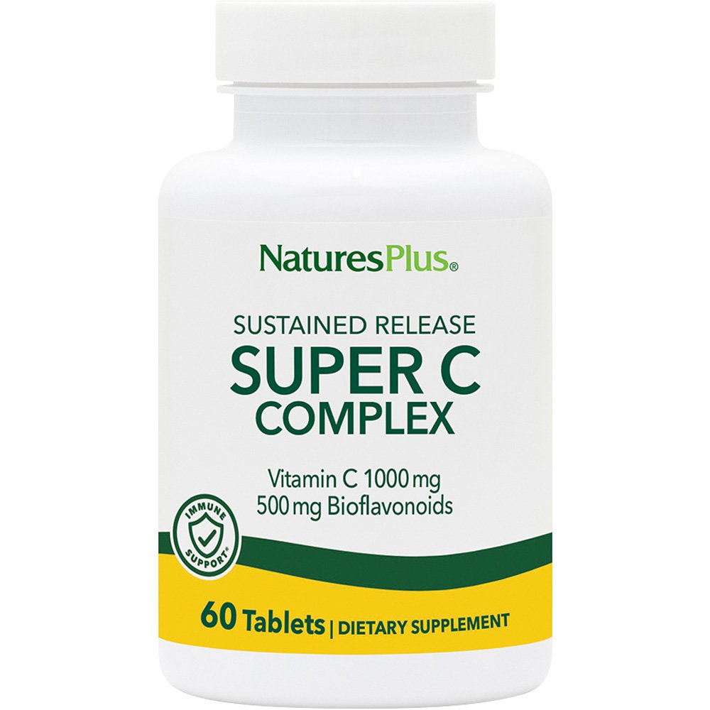 Natures Plus Natures Plus Super C Complex 1000mg Συμπλήρωμα Διατροφής Παρατεταμένης Αποδέσμευσης με Βιταμίνη C & Βιοφλαβονοειδή Λεμονιού για την Ενίσχυση του Ανοσοποιητικού 60tabs