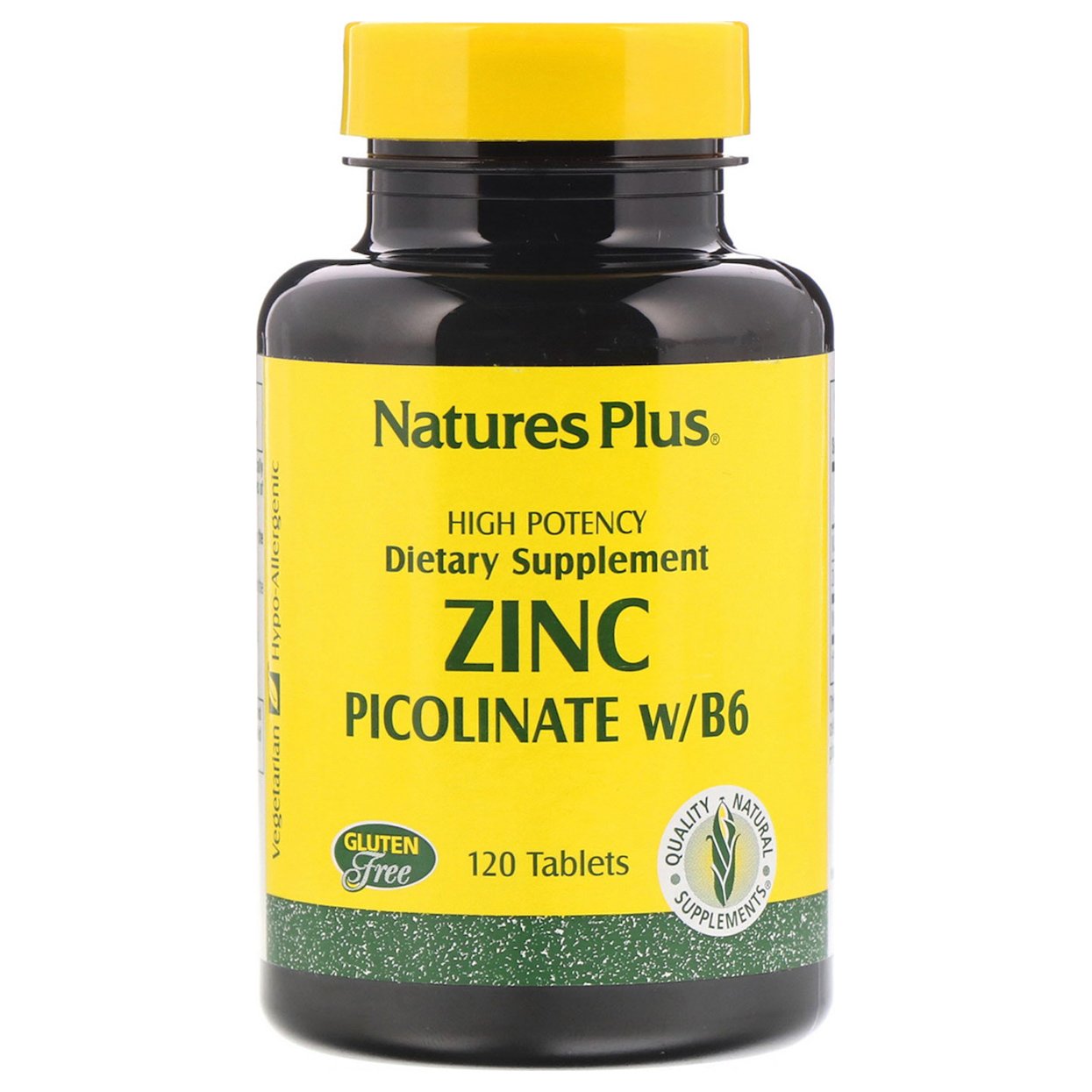 Natures Plus High Potency Dietary Supplement Zinc Picolinate With B6 Συμπλήρωμα Διατροφής με Πικολινικό Ψευδάργυρο 120tabs