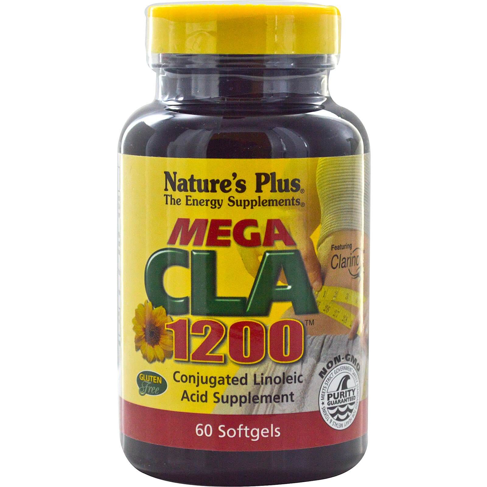 Natures Plus Mega CLA 1200mg Συμπλήρωμα Διατροφής, Ισχυρή Λιποτροπική Φόρμουλα για Μείωση Πάχους & Σύσφιξη 60Softgels