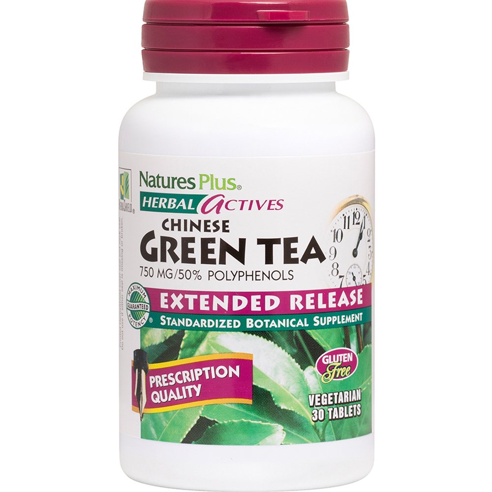 Natures Plus Chinese Green Tea 750mg Extended Release Συμπλήρωμα Διατροφής Εκχυλίσματος Κινέζικου Πράσινου Τσαγιού Παρατεταμένης Αποδέσμευσης με Ισχυρές Αντιοξειδωτικές Ιδιότητες για Έλεγχο του Βάρους 30tabs