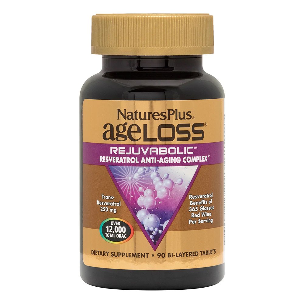 Natures Plus AgeLoss Rejuvabolic Resveratrol Anti Aging Compex Συμπλήρωμα Διατροφής με Πανίσχυρη Αντιοξειδωτική Φόρμουλα 90 Tabs