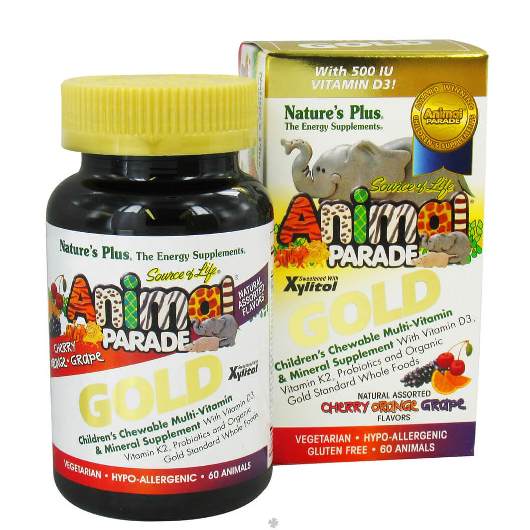 Nature’s Plus Animal Parade GOLD Assorted Flavors Cherry, Orange, Grape, Πολυβιταμίνες 60 Μασώμενα Ζωάκια