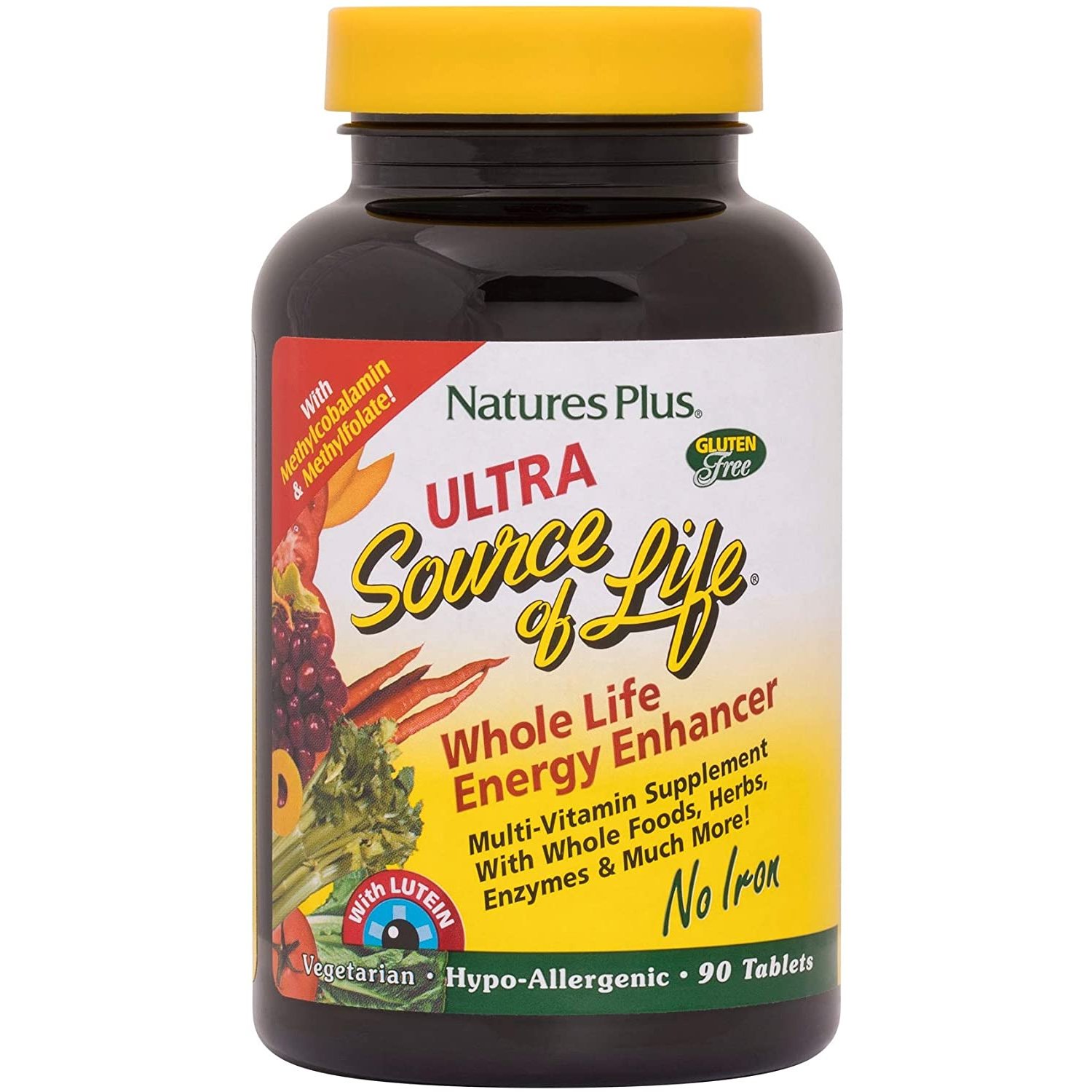 Natures Plus Ultra Source Of Life No Iron Συμπλήρωμα Διατροφής για Τόνωση & Ενέργεια του Οργανισμού (Χωρίς Σίδηρο) 90tabs