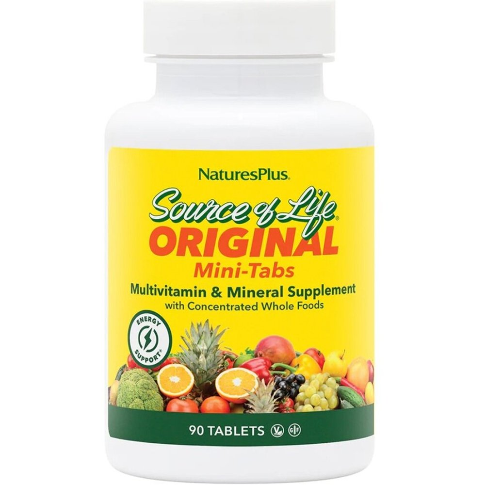 Natures Plus Natures Plus Source of Life Original Multi-Vitamin & Mineral Συμπλήρωμα Διατροφής Πολυβιταμινών, Μετάλλων & Ιχνοστοιχείων για Ενέργεια, Τόνωση, Ενίσχυση του Ανοσοποιητικού & Πνευματική Ευεξία 90 Mini.tabs