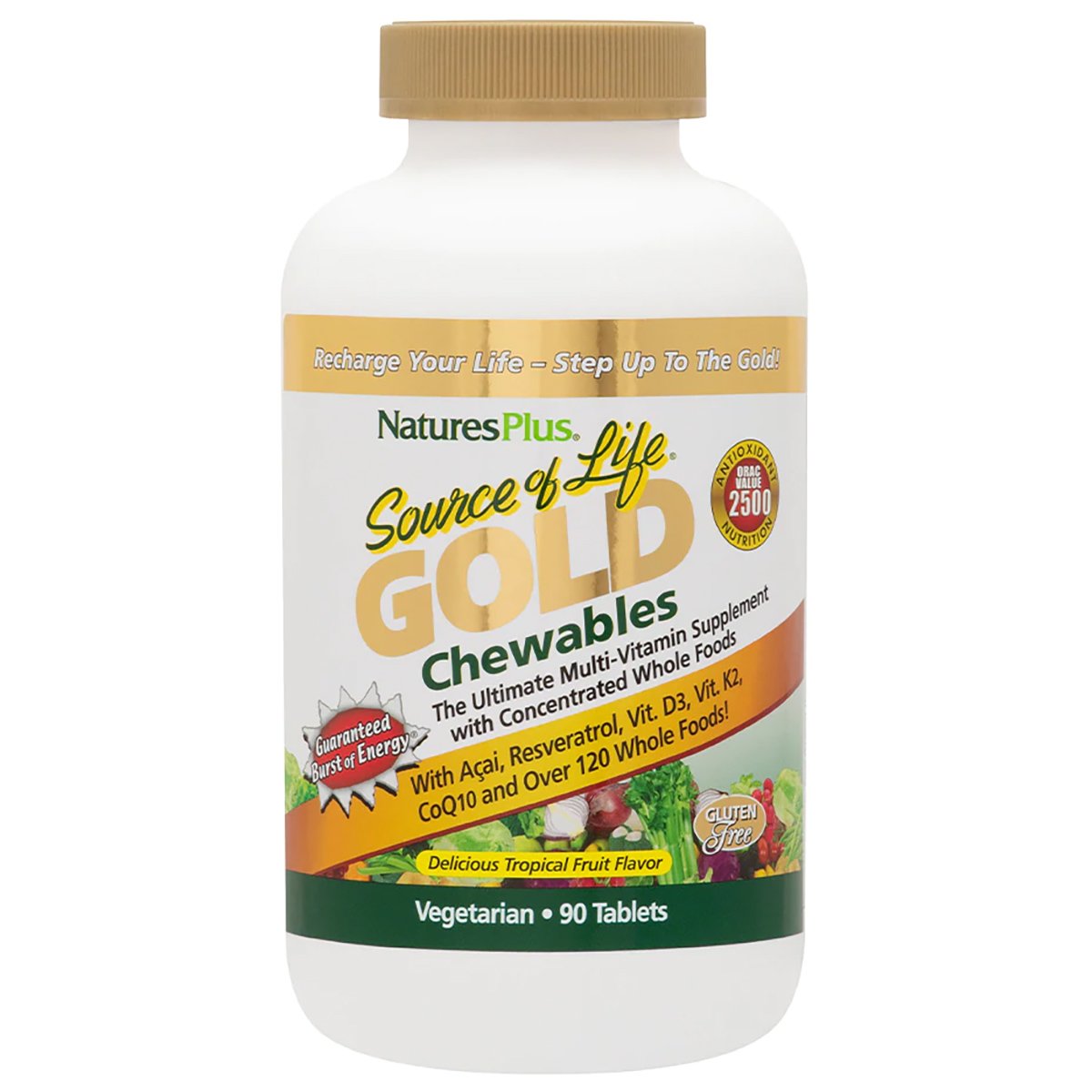 Natures Plus Source Of Life Gold Chewables Πολυβιταμινούχο Συμπλήρωμα Διατροφής 90tabs