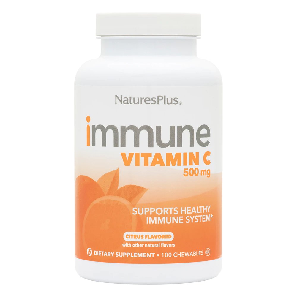 Natures Plus Immune Vitamin C 500mg Συμπλήρωμα Διατροφής με Βιταμίνη C για την Ενίσχυση του Ανοσοποιητικού 100 Chew.tabs