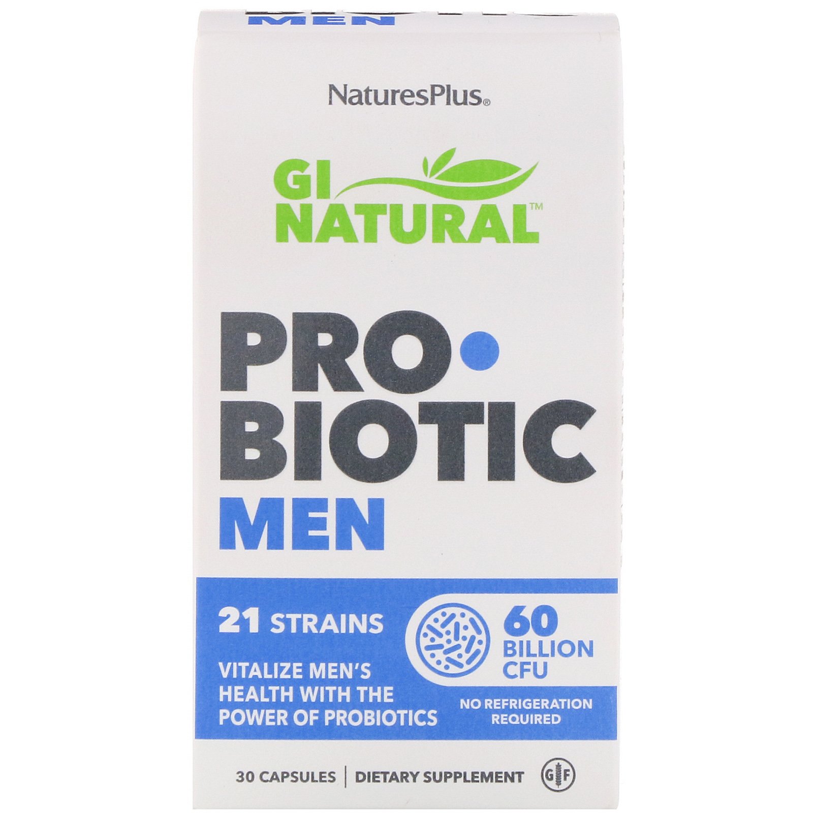 Nature’s Plus Gi Natural Probiotic Men Συμπλήρωμα Διατροφής Προβιοτικών για την Βελτιστοποίηση της Ανδρικής Υγείας 30caps
