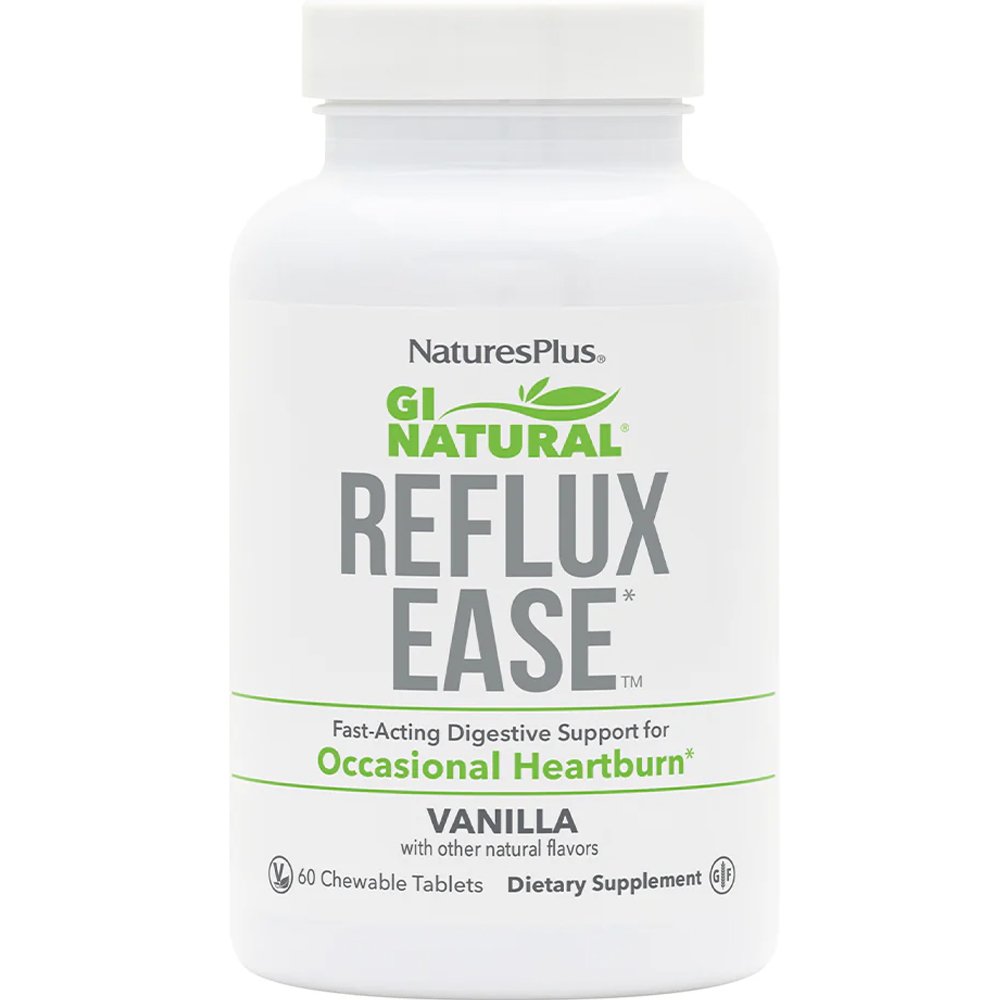 Natures Plus Natures Plus Gi Natural Reflux Ease Συμπλήρωμα Διατροφής Πεπτικών Ενζύμων για την Υποστήριξη της Πέψης Κατά της Περιστασιακής Καούρας & Δυσφορίας με Γεύση Βανίλια 60 Chew.tabs - Vanilla