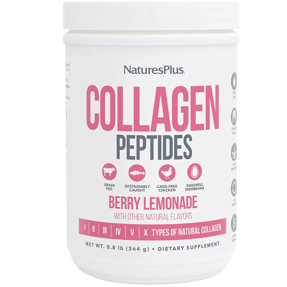 Natures Plus Natures Plus Collagen Peptides Συμπλήρωμα Διατροφής Πεπτιδίων Κολλαγόνου σε Μορφή Σκόνης για Υγιή Μαλλιά, Δέρμα, Νύχια & Αρθρώσεις 364g - Berry Lemonade
