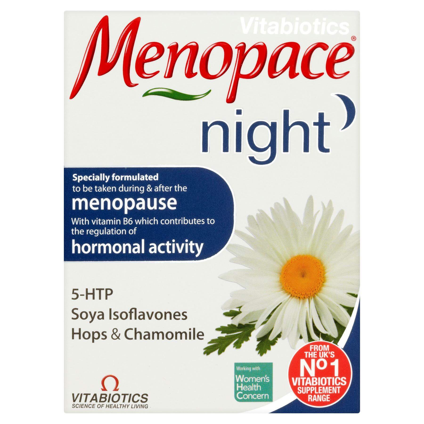 Vitabiotics Menopace Night Συμπλήρωμα Διατροφής Μοναδικός Συνδυασμός Συστατικών για την Εμμηνόπαυση 30tabs