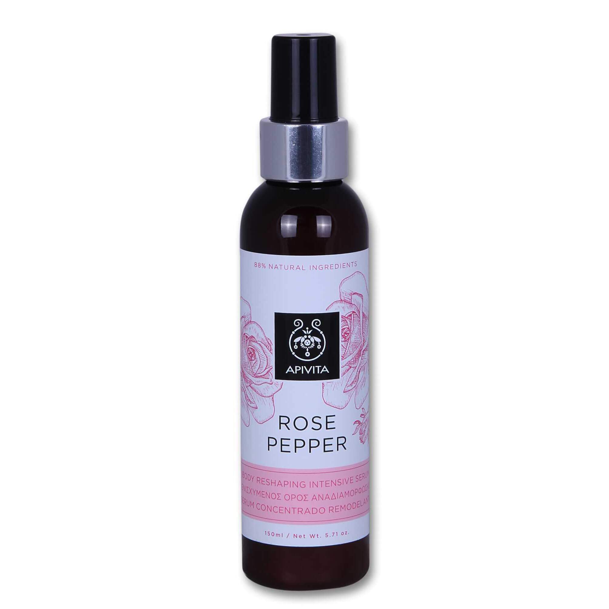 Rose Pepper Body Reshaping Intensive Serum 150ml – Apivita,Ενισχυμένος Ορός Αναδιαμόρφωσης Κατά της Κυτταρίτιδας με Ροζ Πιπέρι