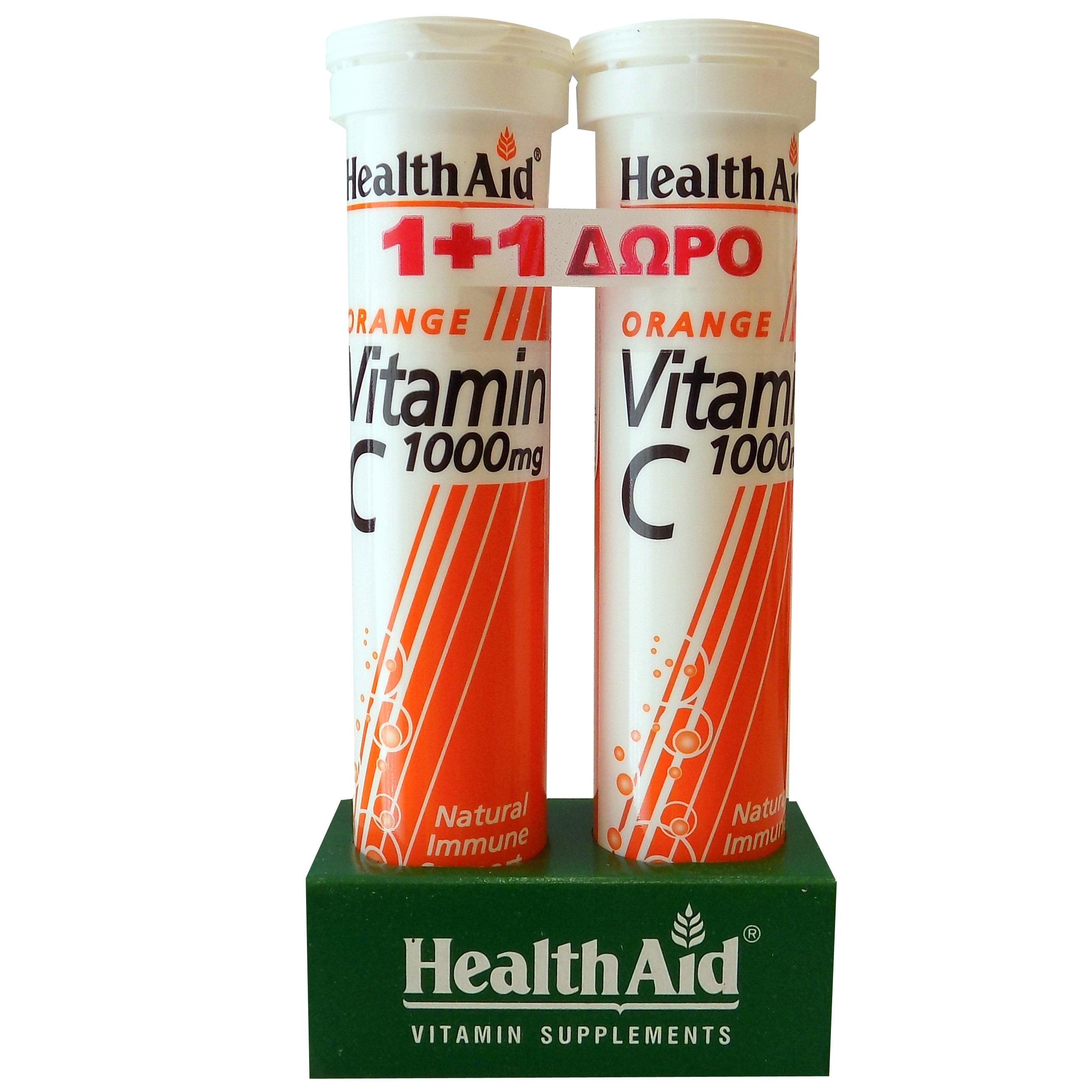 Πακέτο Προσφοράς Vitamin C 1000mg Orange 1+1 Δώρο 2x20eff.tabs – Health Aid,Συμπλήρωμα Διατροφής για Εύκολη και Απολαυστική Λήψη