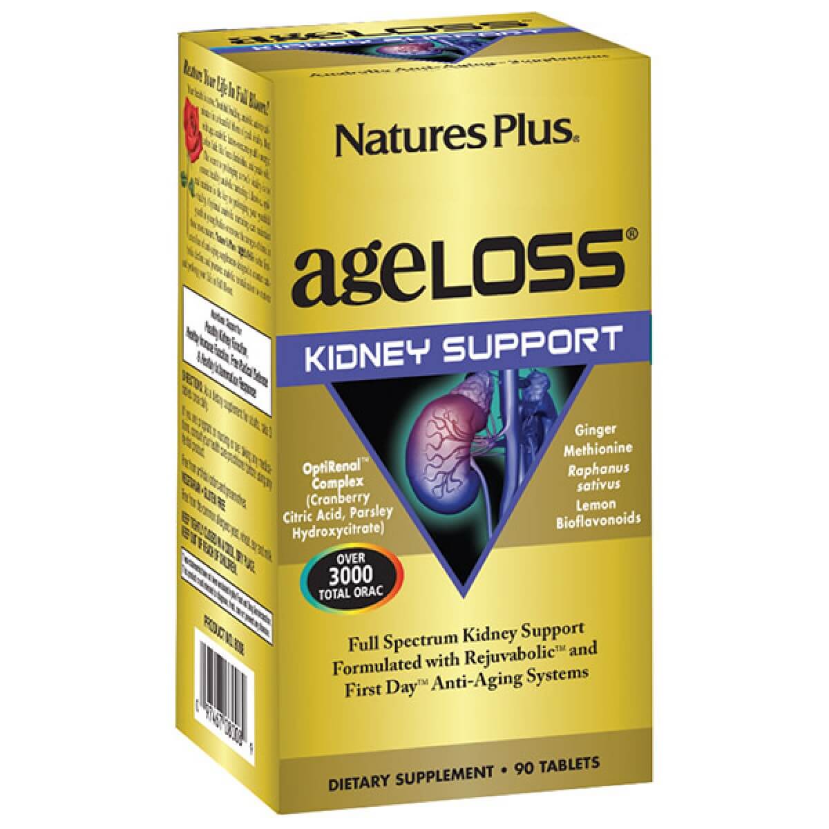 Nature’s Plus Ageloss Kidney Support 90 Συμπλήρωμα Διατροφής για την Υποστήριξη των Νεφρών 90 Ταμπλέτες