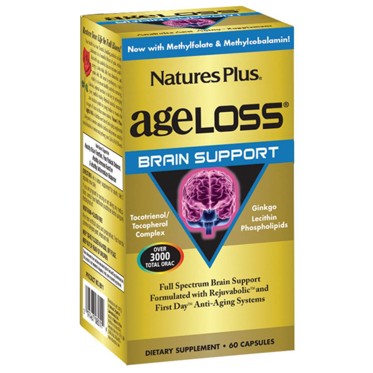 Natures Plus Ageloss Brain Support Συμπλήρωμα Διατροφής για την Υποστήριξη των Εγκεφαλικών Λειτουργιών 60caps