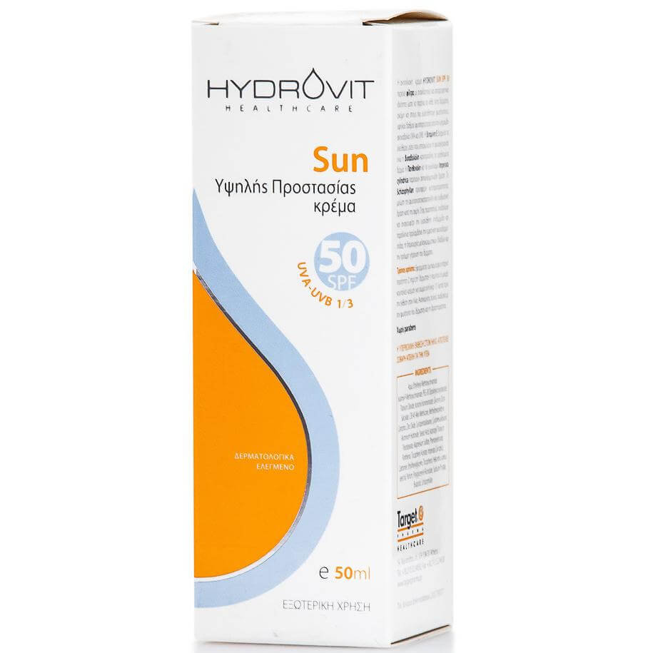 Target Pharma Hydrovit Sun Cream Spf50 Αντηλιακή Κρέμα Υψηλής Προστασίας 50ml