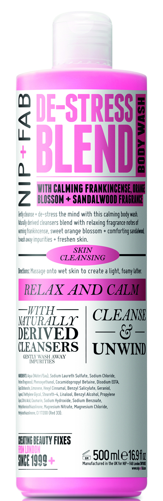 Nip + Fab De-Stress Blend Body Wash Αφρώδες Προϊόν Καθαρισμού Σώματος που Αποβάλλει το Άγχος και Χαλαρώνει Σώμα και Μυαλό 500ml
