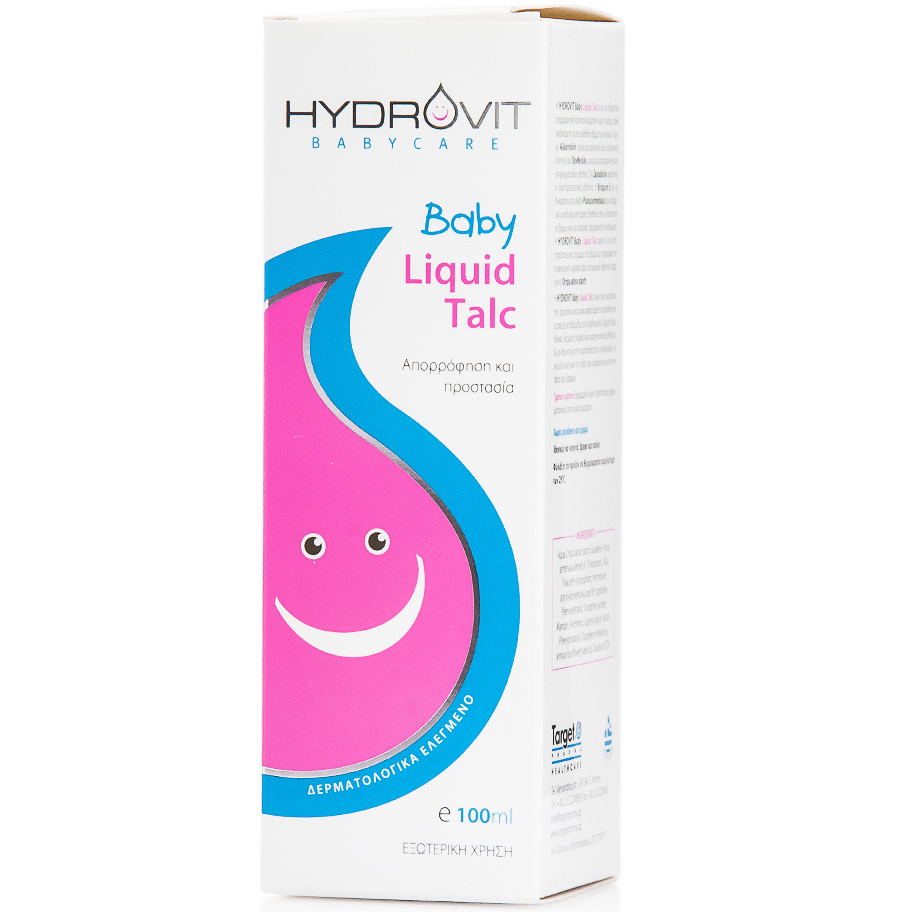 Target Pharma Hydrovit Baby Liquid Talc Υγρή Πούδρα, Εξαιρετικά Φιλική Στην Ευαίσθητη και Τρυφερή Επιδερμίδα των Νεογνών 100ml