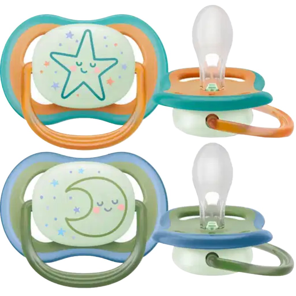 Philips Avent Philips Avent Ultra Air Nighttime Silicone Soother 18m+ Πορτοκαλί - Χακί Ορθοδοντική Πιπίλα Σιλικόνης που Λάμπει στο Σκοτάδι 2 Τεμάχια, Κωδ SCF376/23